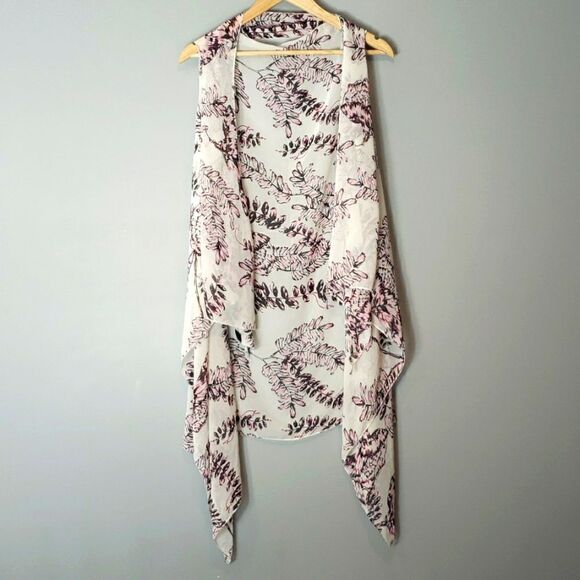 LVS Collections Accessories - Floral Print Women's Scarf - Pink and White